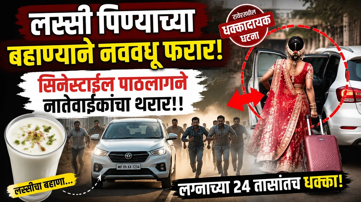 लस्सी पिण्याच्या बहाण्याने नववधू फरार — सिनेस्टाईल पाठलागाने नातेवाईकांचा थरार